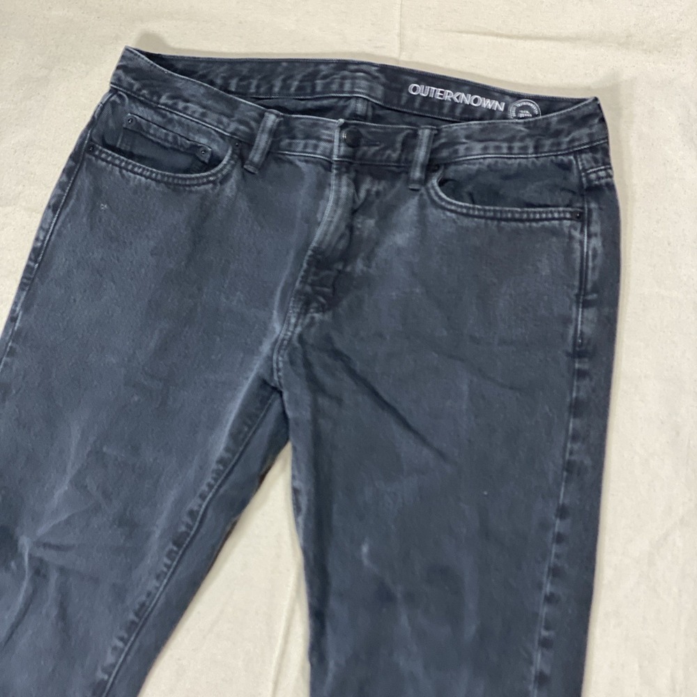 Outerknown Jeans Mens Black Straight Fit 32x30 Fits 34x24 Stretch Dark